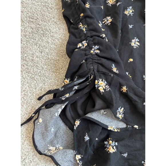 Forever 21 Black Floral Ruffle Mini Skirt Size L Y2K Coquette Cottagecore - Picture 4 of 6